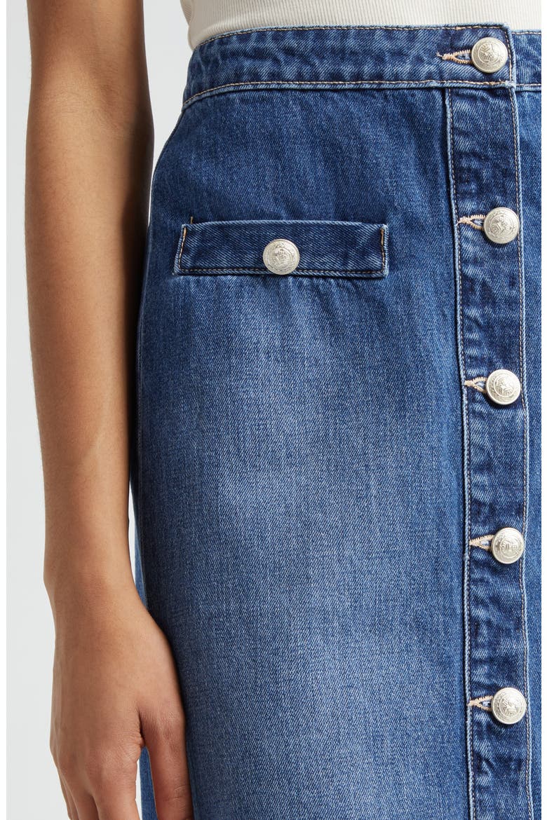 Landry Button Front Denim Skirt, Alternate, color, VERDUGO