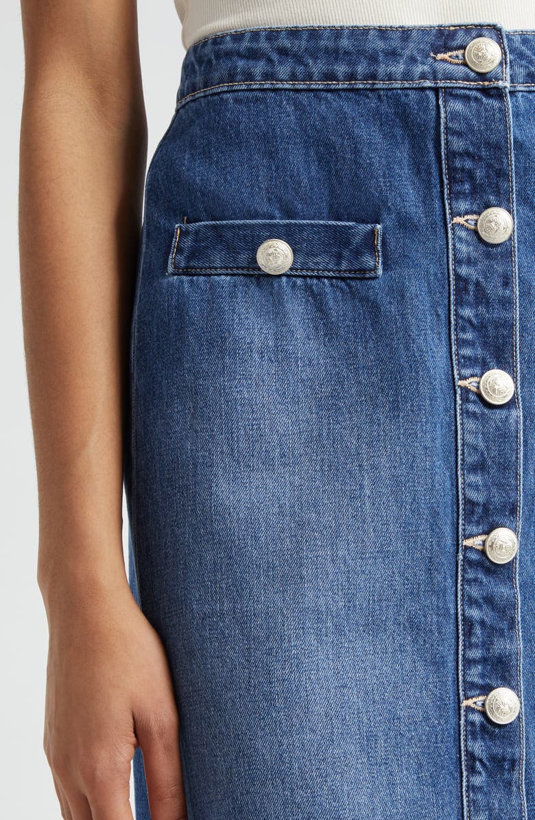 L'AGENCE Landry Button Front Denim Skirt, Alternate, color,