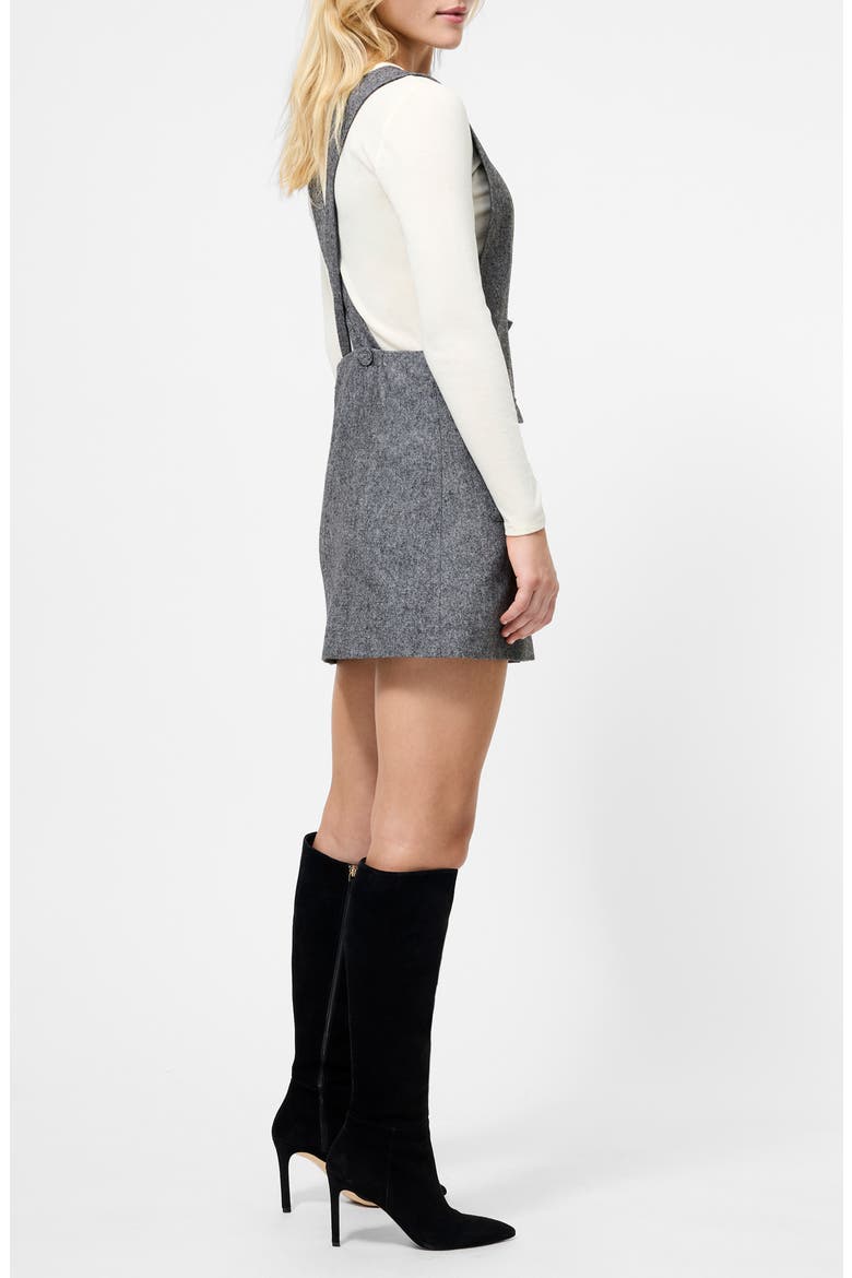 V-Neck Wool Blend Apron Minidress, Alternate, color, CHARCOAL
