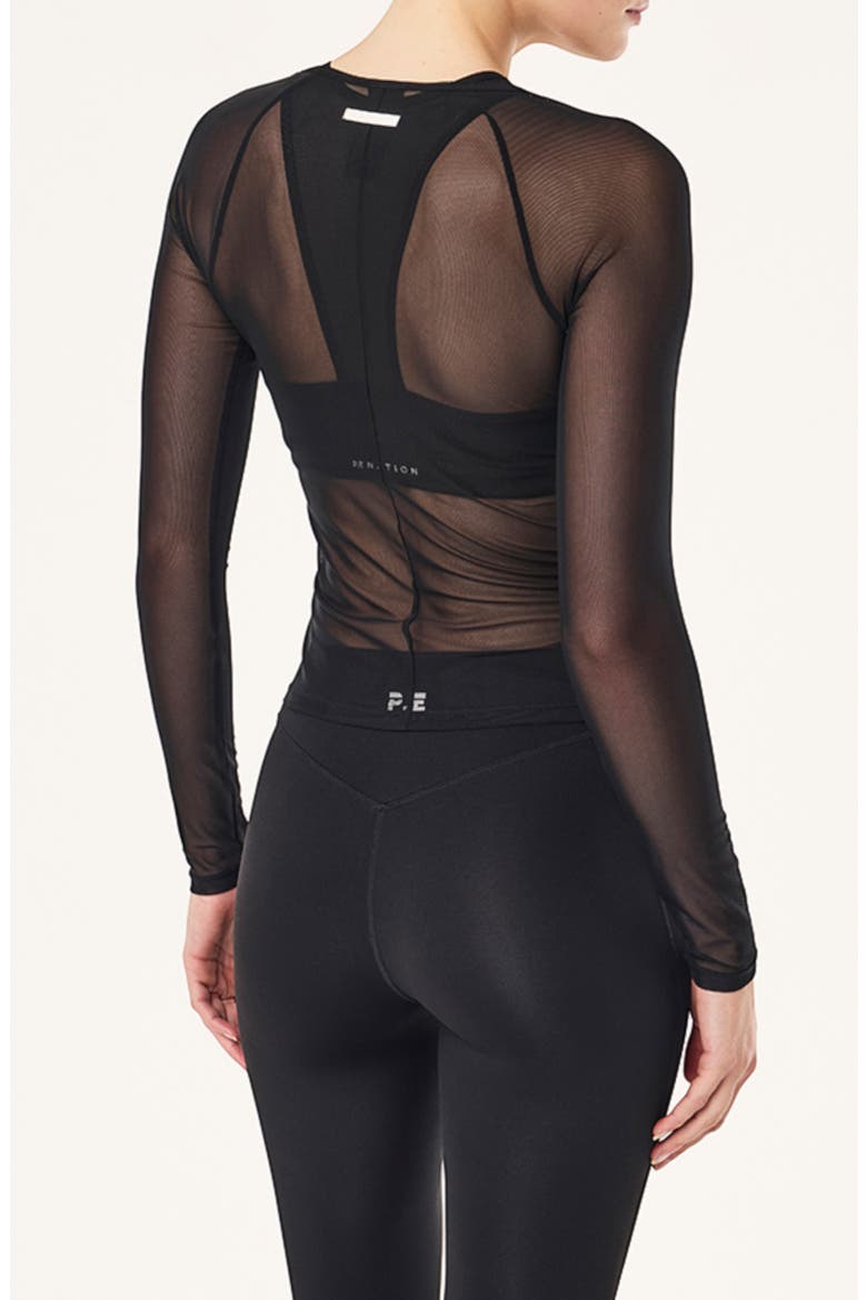 All Out Mesh Long Sleeve Top, Alternate, color, BLACK