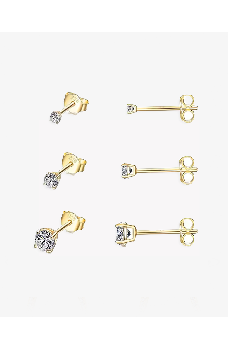 BEN ONI Set of 3 CZ Stud Earrings, Main, color, Gold