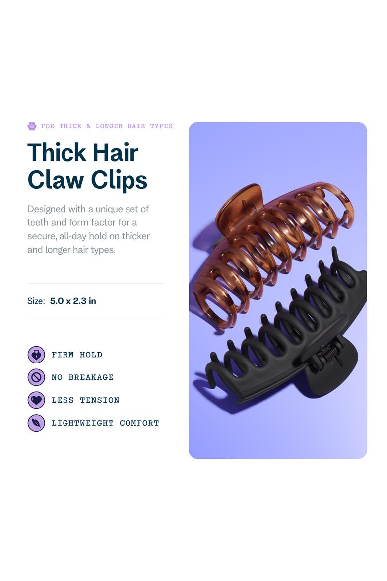 Claw Clips for Thick Hair Duo, Alternate, color, Brown