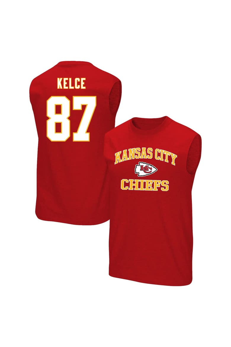 Men's Fanatics Travis Kelce Red Kansas City Chiefs Big & Tall Player Name & Number Muscle Tank Top, Main, color, Red