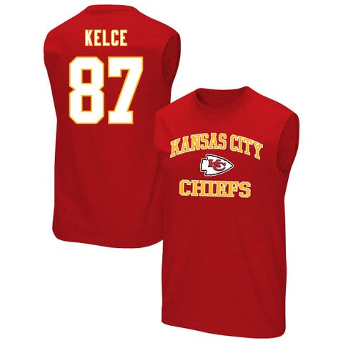 Men's Fanatics Travis Kelce Red Kansas City Chiefs Big & Tall Player Name & Number Muscle Tank Top