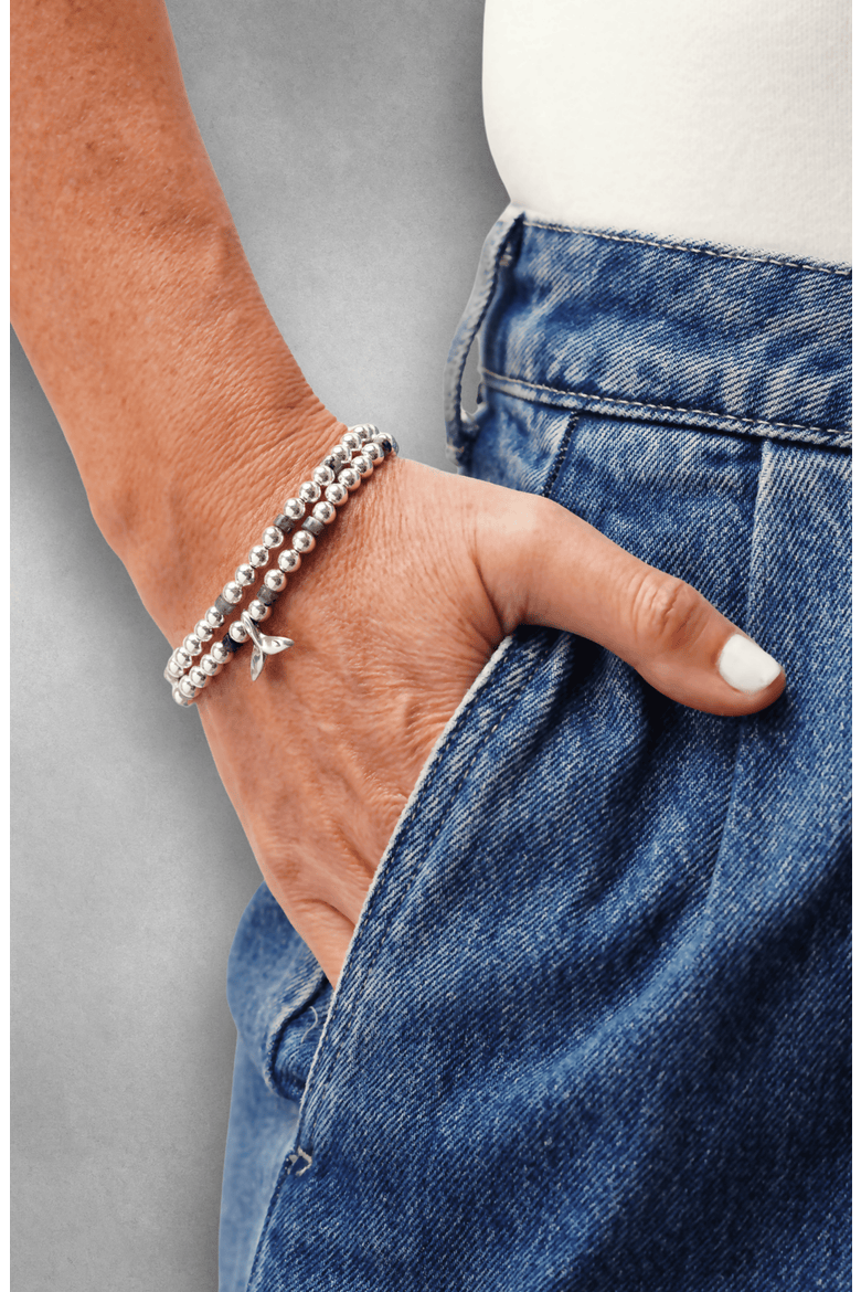 Women's Sterling Silver & Gemstone Double-Wrap Bracelet, Alternate, color, Silver