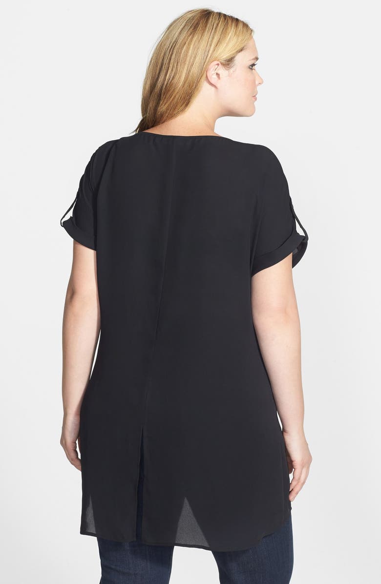 Sejour Split Back Soft Crepe Tunic Top, Alternate, color, 