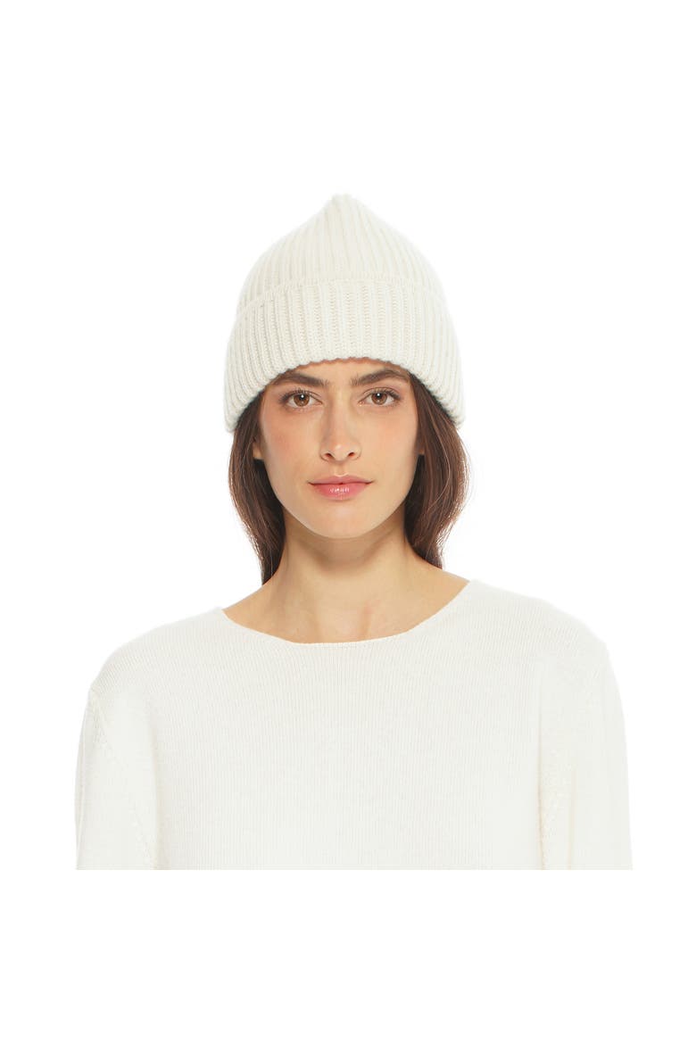 Pure Cashmere Ribbed Hat, Main, color, Milk White