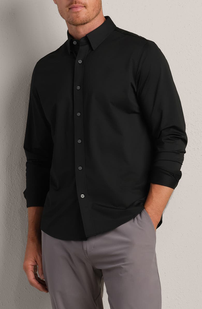 Rhone Commuter Classic Fit Stretch Button-Up Shirt, Main, color, Black Oxford