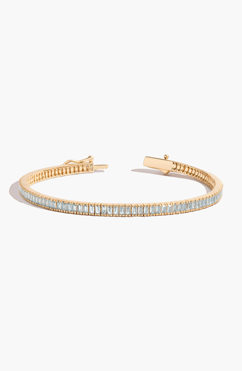 Lab Grown Aquamarine Baguette Tennis Bracelet