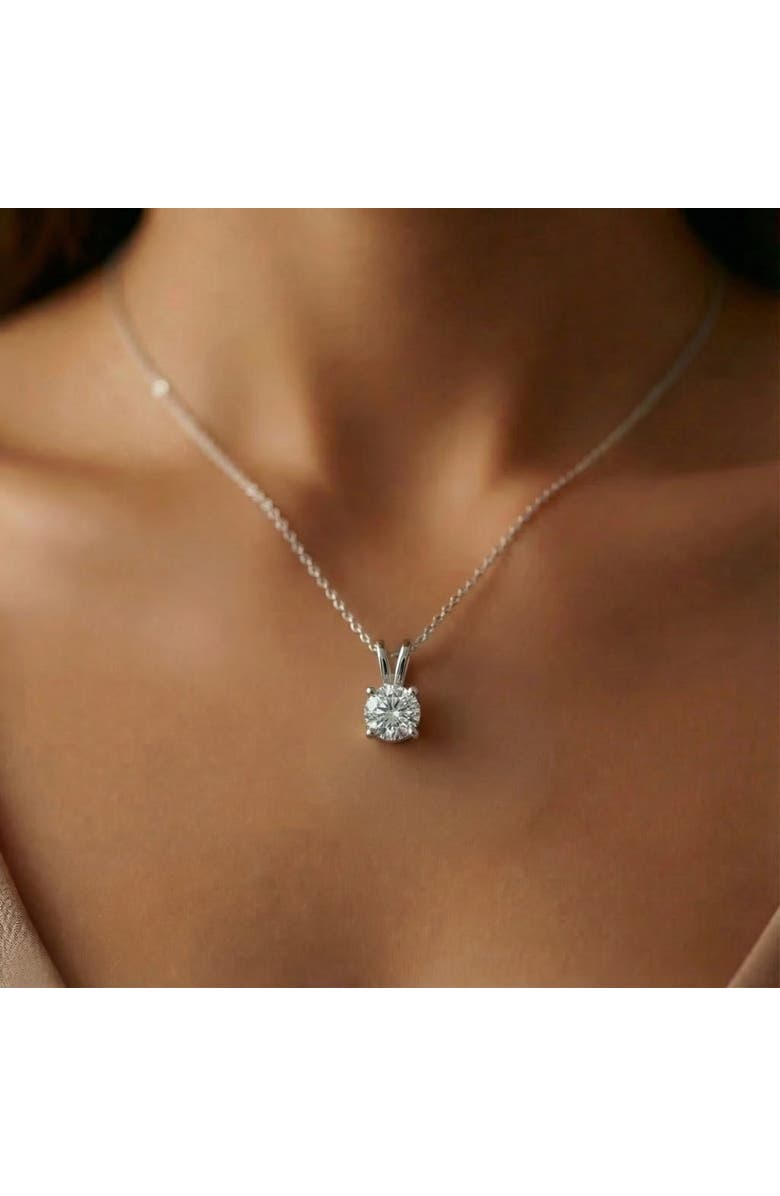 Bliss Diamond 1Ct Solitaire Diamond Pendant 14k Gold Lab Grown 18" Necklace, Alternate, color, 14K White Gold