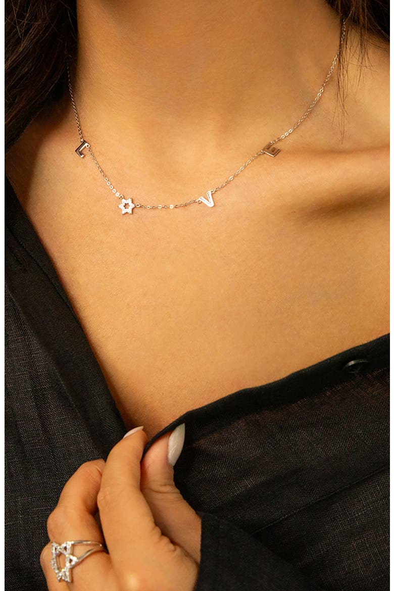 Star of David Love Necklace, Alternate, color, STERLING SILVER