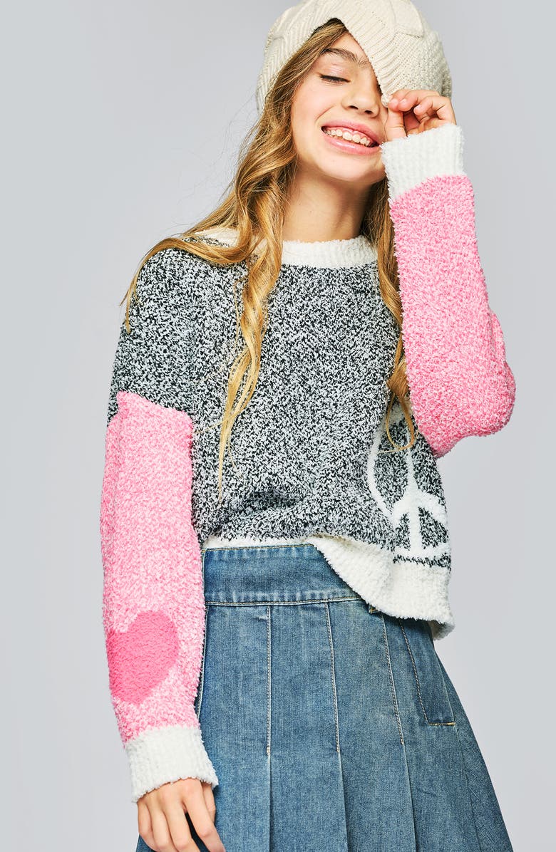 Hannah Banana Kids' Colorblock Sweater, Alternate, color, Pink Multi