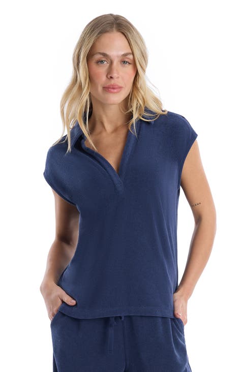 Crochet Trim Polo Top
