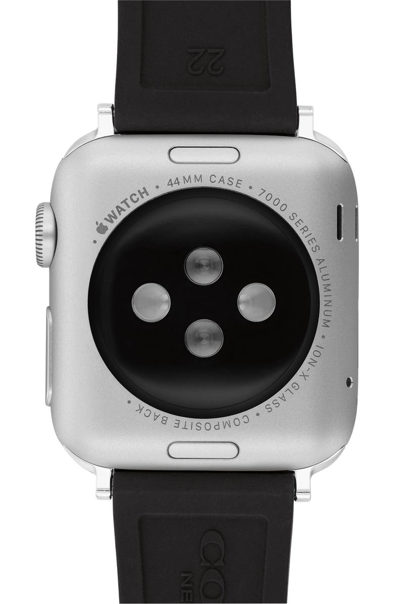 COACH Silicone Apple Watch<sup>®</sup> Watchband, Alternate, color, Black