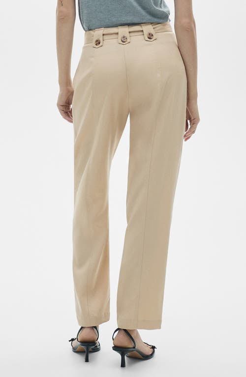 Shop Mango Belted Pants In Beige