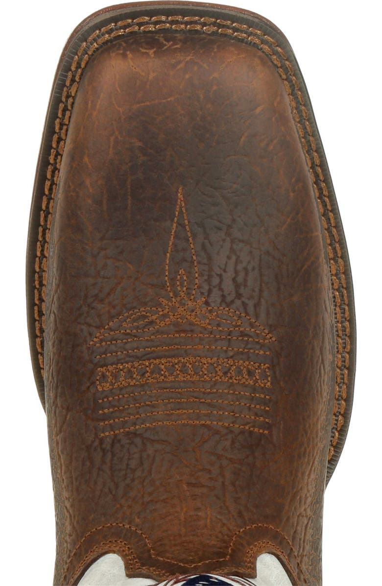 DURANGO Distressed Flag Embroidery Western Boot, Alternate, color, Bay Brown And White