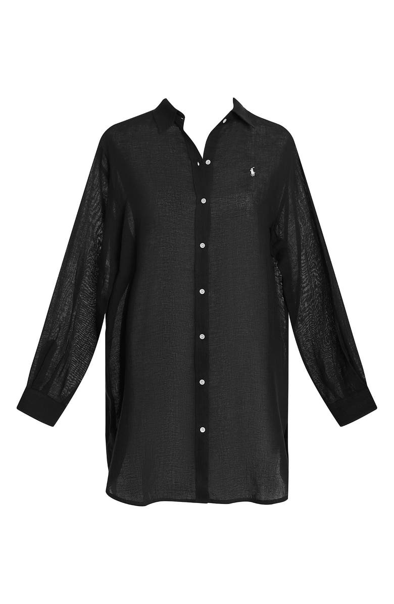 Polo Ralph Lauren Boyfriend Long Sleeve Cover-Up Tunic, Alternate, color, Black