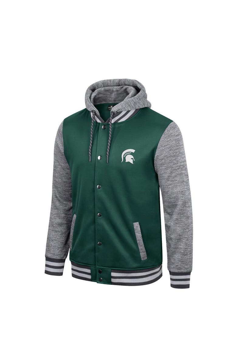 COLOSSEUM Men's Colosseum Green Michigan State Spartans Robinson Hoodie Full-Snap Jacket, Alternate, color, 