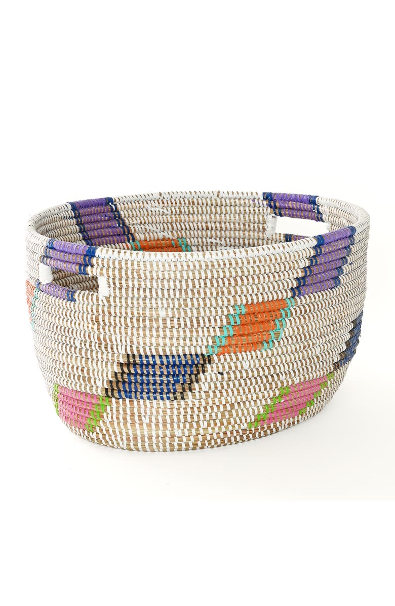 African Modern Set of Two Diagonal Diamond Nesting Storage Baskets, Alternate, color, Multicolor