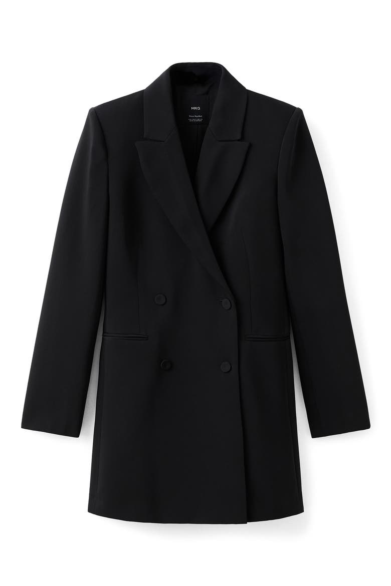 Double Breasted Long Blazer, Alternate, color, BLACK