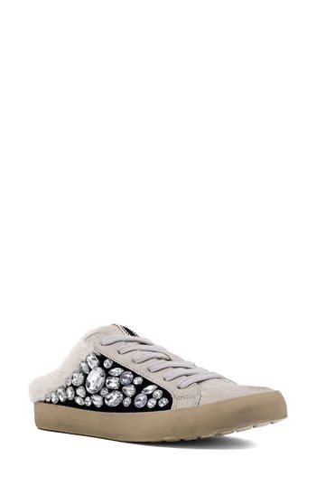 Shushop Portia Faux Shearling Lined Mule Sneaker In White