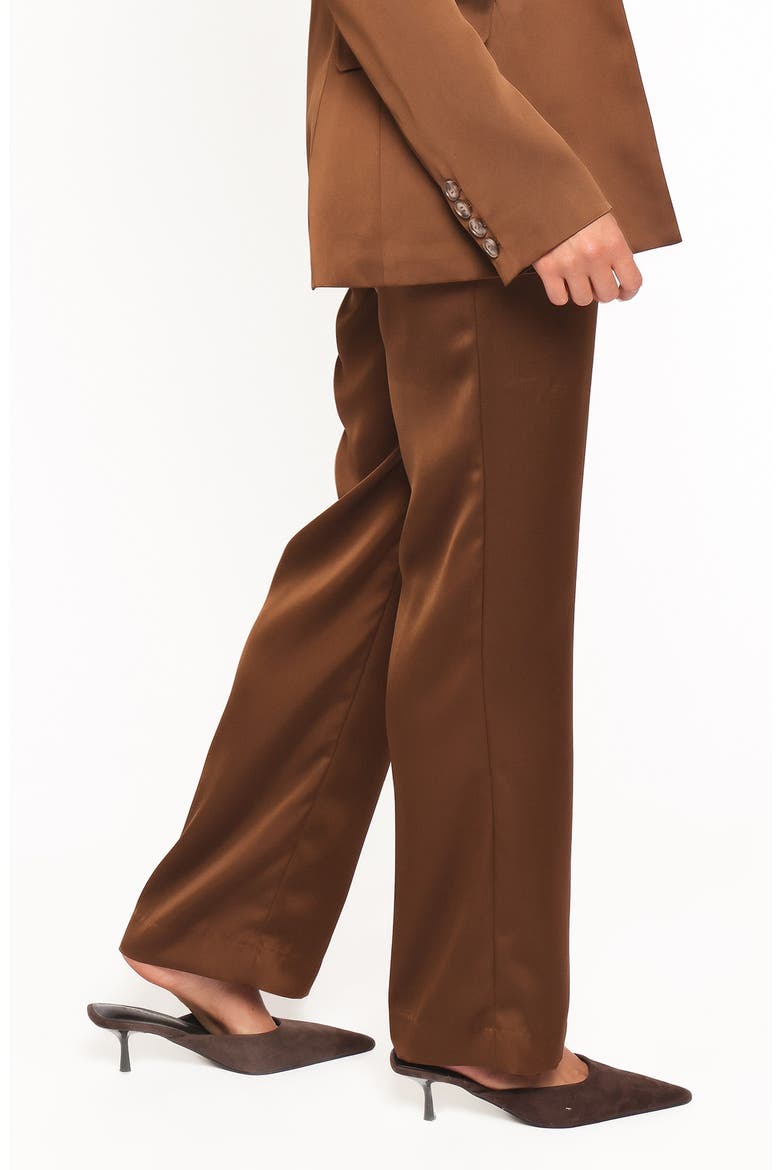 Trina Belted Satin Pants, Alternate, color, BROWN