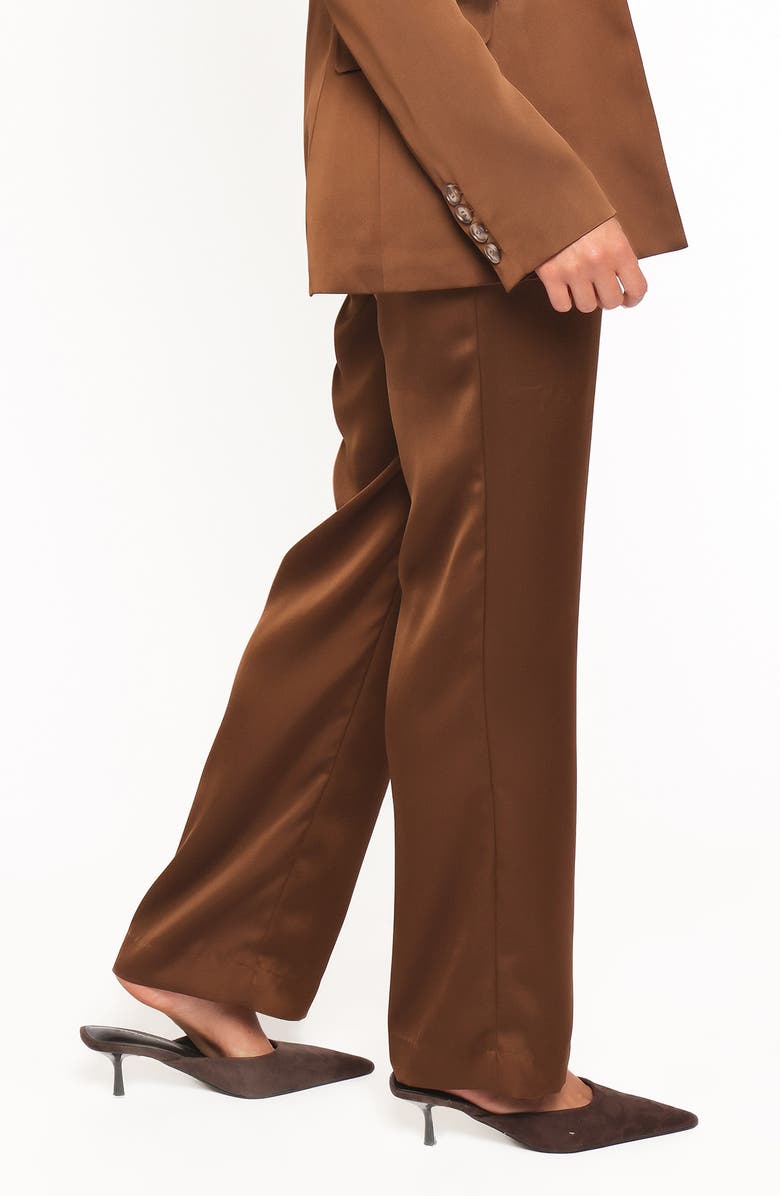 Petal & Pup Trina Belted Satin Pants, Alternate, color, Brown