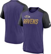 Nike Men's Nike Heathered Purple/Heathered Black Baltimore Ravens Color Block Team Name T-Shirt