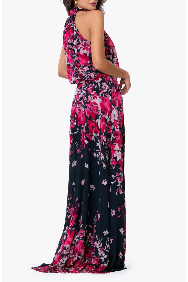 Sleeveless Blouson Chiffon Gown, Alternate, color, NAVY/ FUSHIA