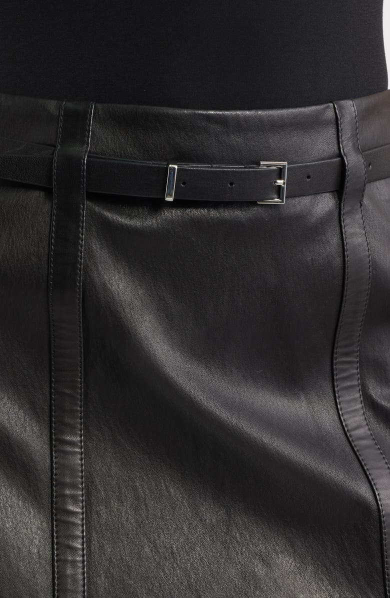 FRAME The Belted Leather Miniskirt, Alternate, color, Black