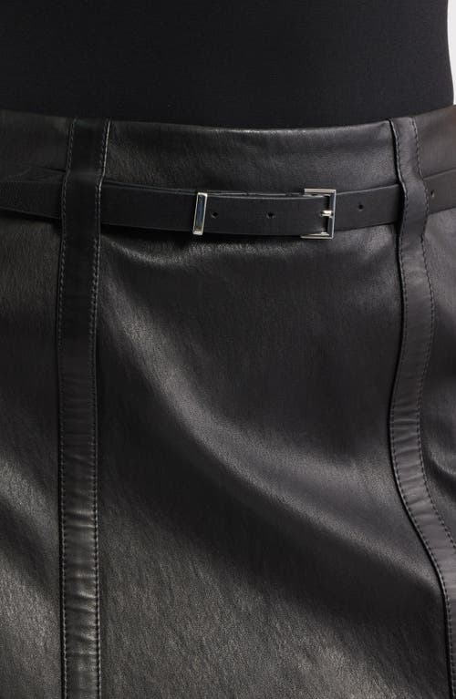 Frame The Leather Belted Mini Skirt In Black