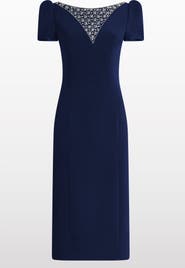 Jenny Packham Vienna Embellished Puff-Sleeve Midi Dress