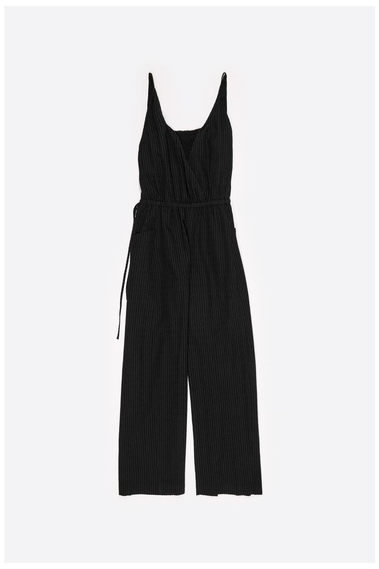 Strappy Jumpsuit With Gathered Inner Top, Main, color, BLACK