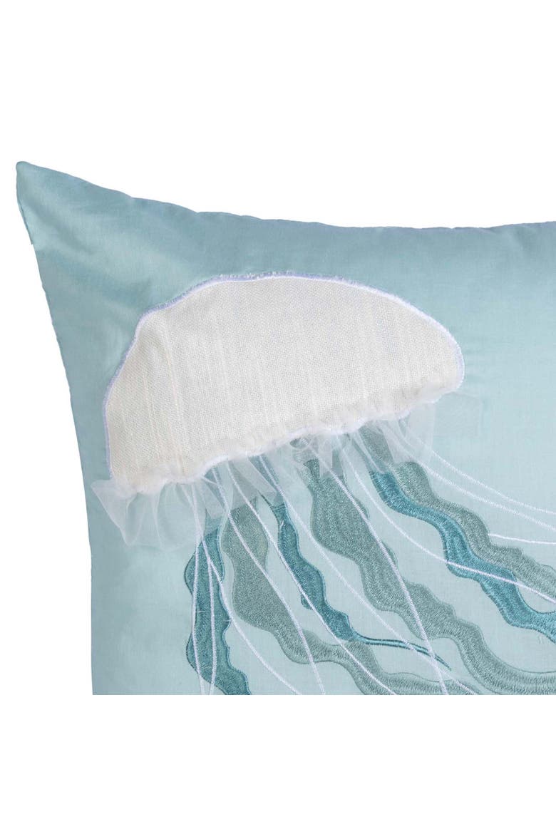 Jellyfish Embroidered Cotton Blend Accent Throw Pillow 18" x 18", Alternate, color, Blue