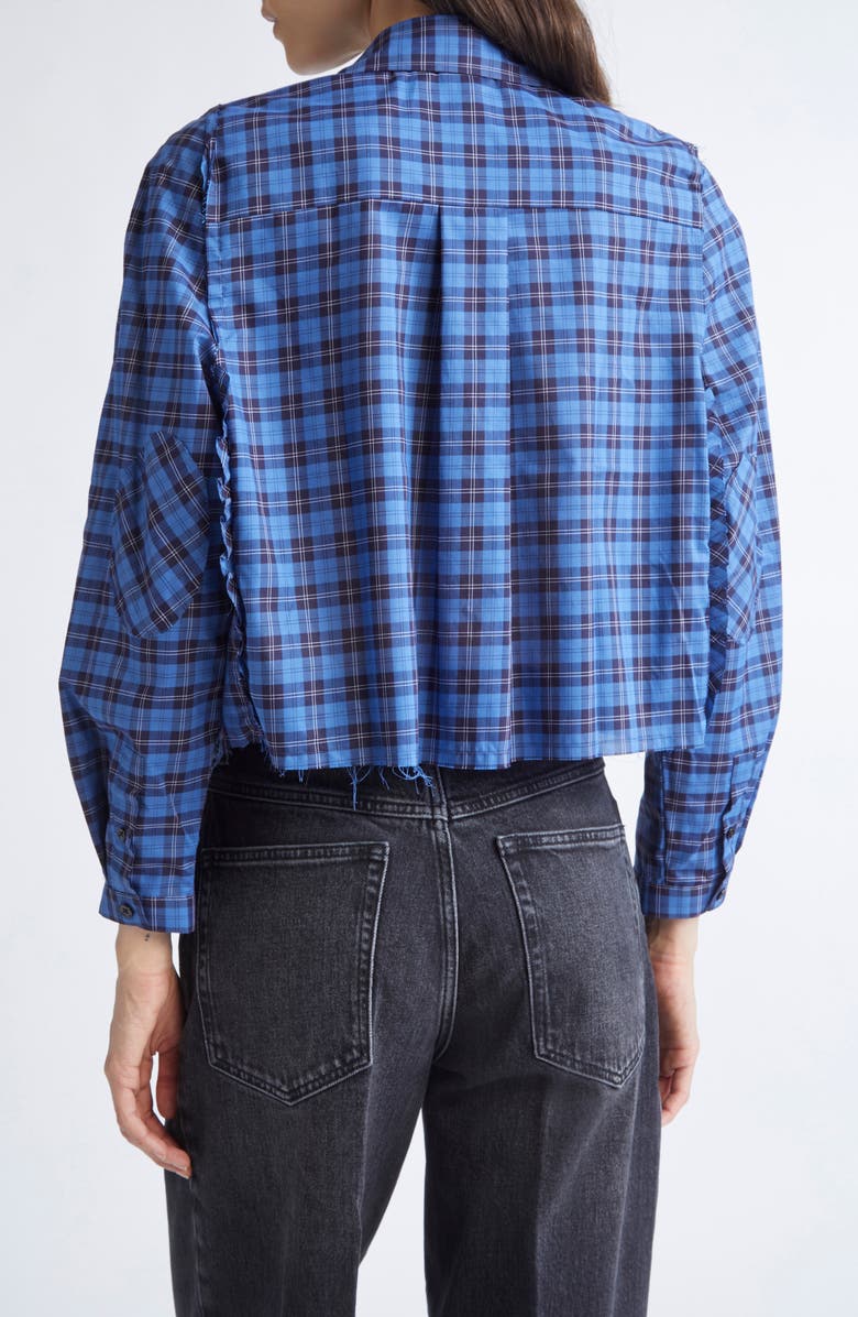NACKIYÈ Moshi Moshi Plaid Crop Button-Up Shirt, Alternate, color, Blue Tartan