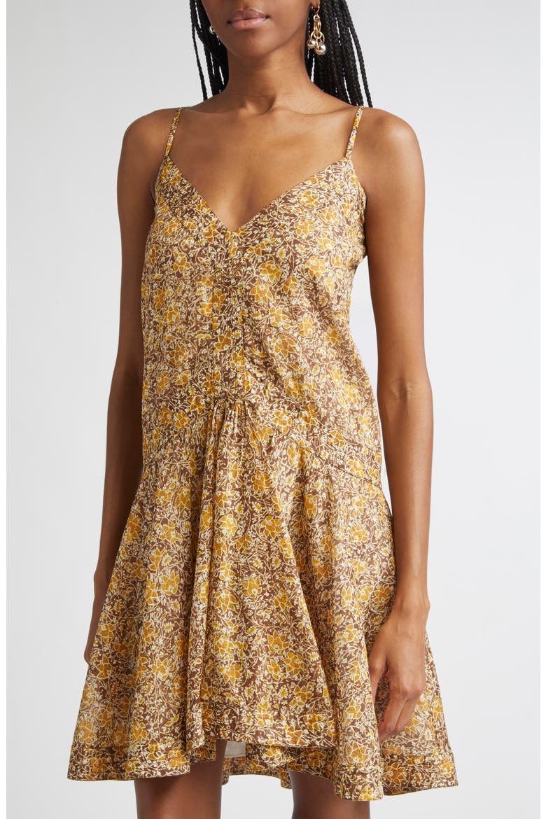Danielle Mixed Print Cotton Sundress, Alternate, color, BROWN/ KHAKI/ YELLOW