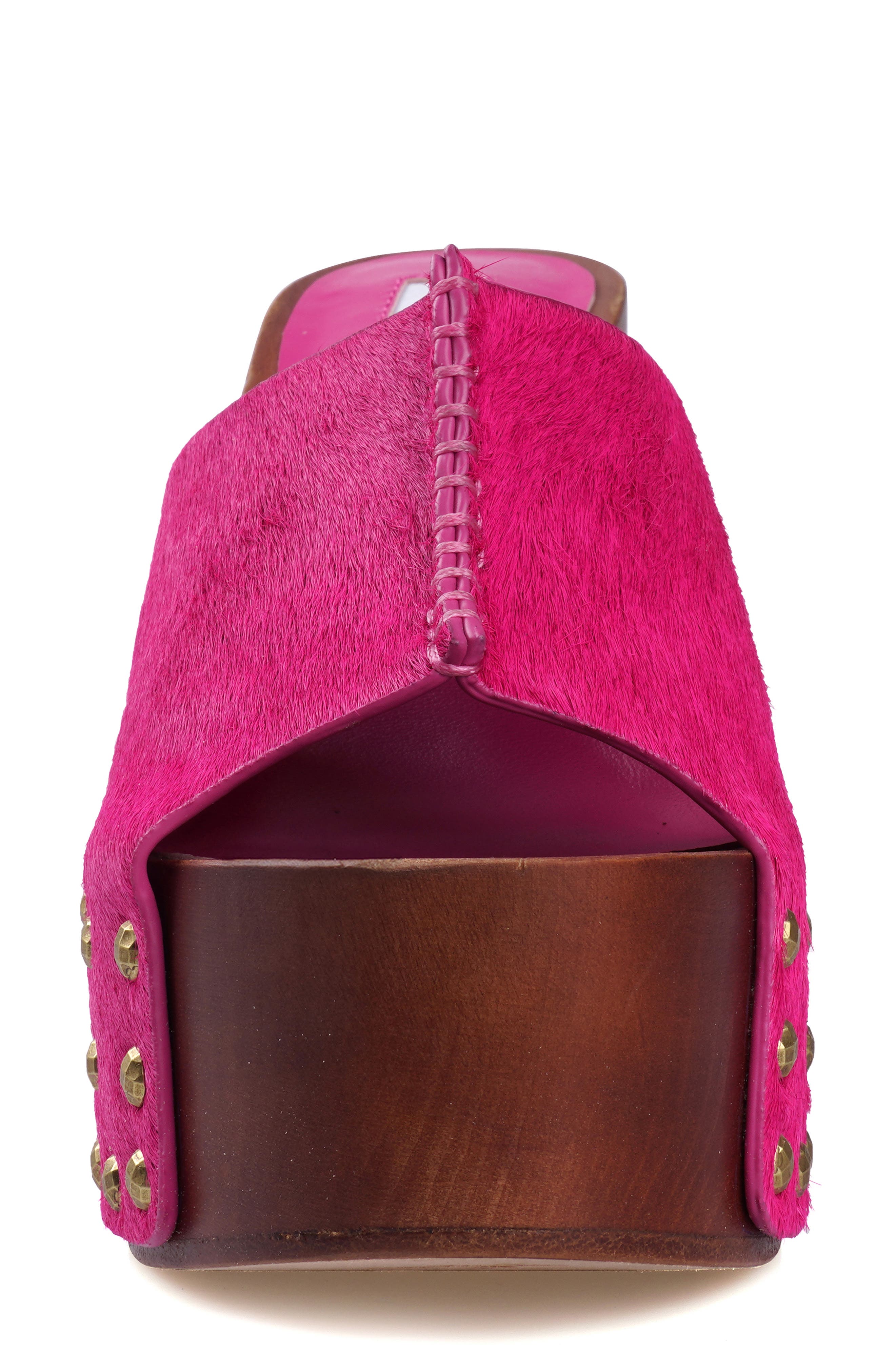 Yama Genuine Calf Hair Platform Slide Sandal, Alternate, color, FUCHSIA CALF HAIR
