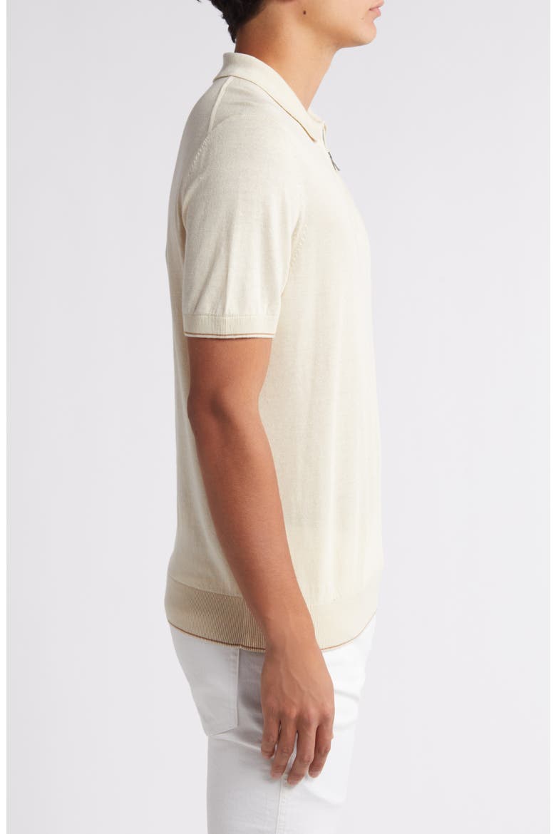 Trieste Linen Blend Zip Polo Sweater, Alternate, color, OPEN WHT