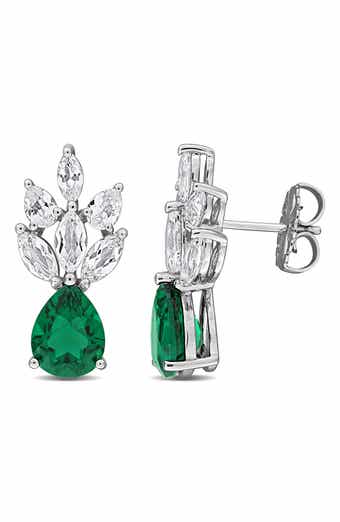 Lab Created Emerald Drop Earrings