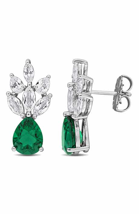 Lab Created Emerald Drop Earrings