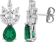 DELMAR Lab Created Emerald Drop Earrings