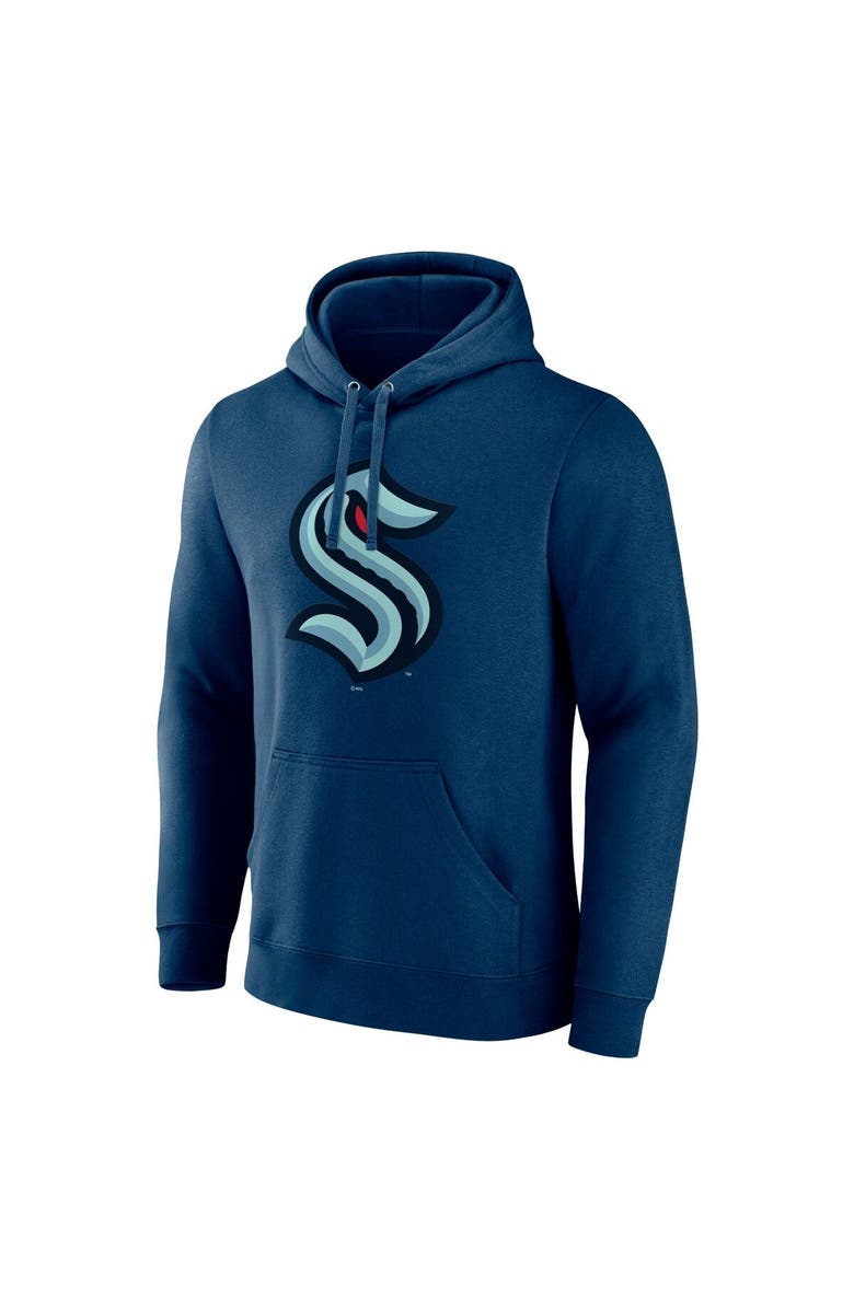 FANATICS Men's Fanatics Branded Deep Sea Blue Seattle Kraken Primary Logo Pullover Hoodie, Alternate, color, Navy