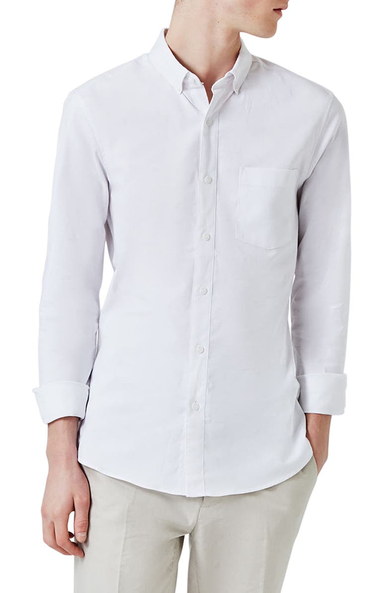 Topman Muscle Fit Oxford Shirt, Main, color,