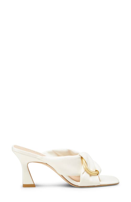 Stuart Weitzman Cece Leather Twisted Ring Slide Sandals In Cream