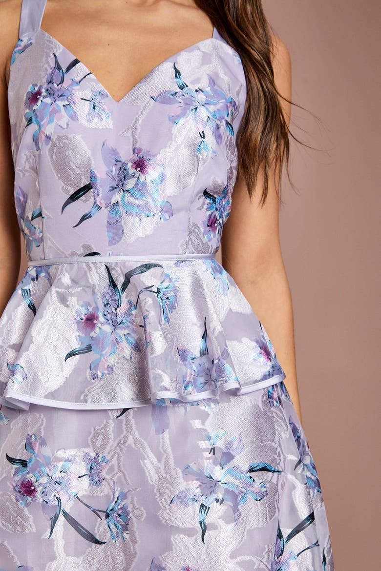 Satin Jacquard Midi Dress, Alternate, color, Lilac