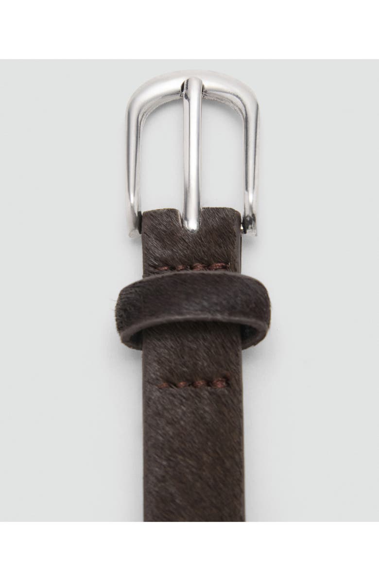 MANGO Genuine Calf Hair Belt, Alternate, color, Chocolate