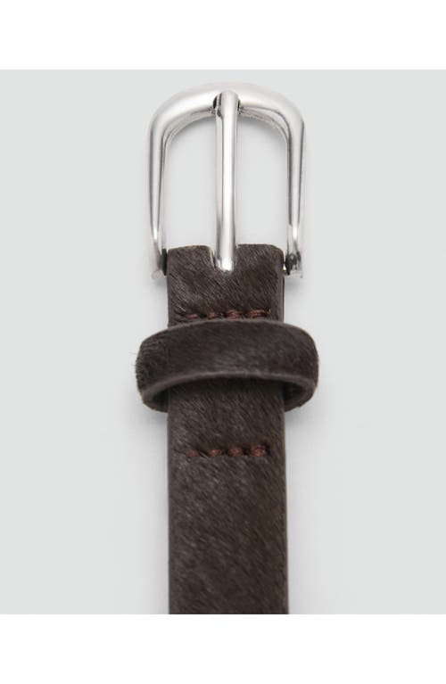 Mango Genuine Calf Hair Belt In Brown