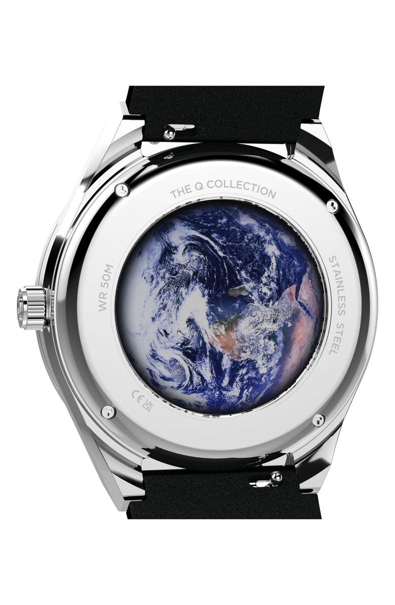 Timex<sup>®</sup> Q Timex NASA 40mm Leather Strap Watch, Alternate, color, Black/ Silver-Tone