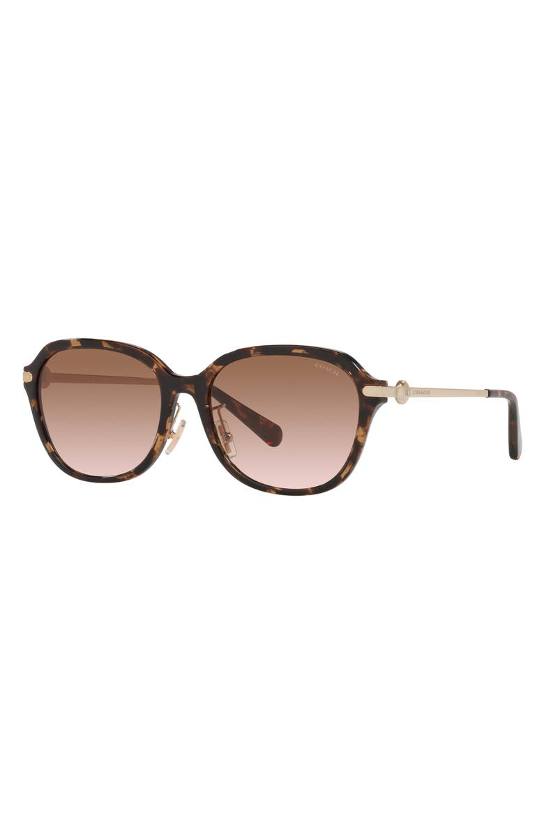 COACH 56mm Gradient Square Sunglasses, Alternate, color, Dark Tortoise / Brown Gradient