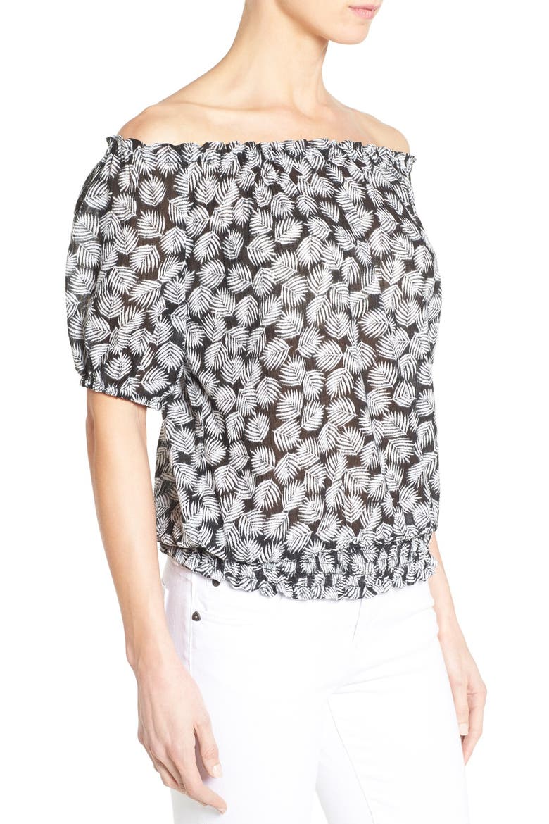 'Alicante' Print Off the Shoulder Top, Alternate, color, BLACK